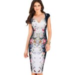 Krémové midi šaty s potiskem